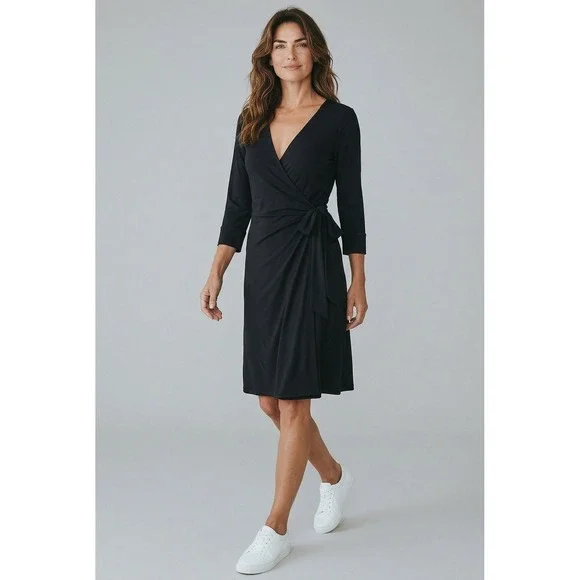 Diane Von Furstenberg Viscose Wrap Dress In Black Women's Size 4 - Picture 1 of 7